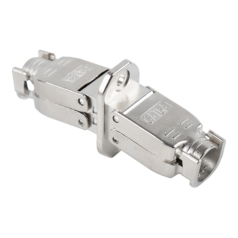 Cat6A Shielded Push-down Type Toolless Connector (with mounting base) RJ-603S-4-C6A