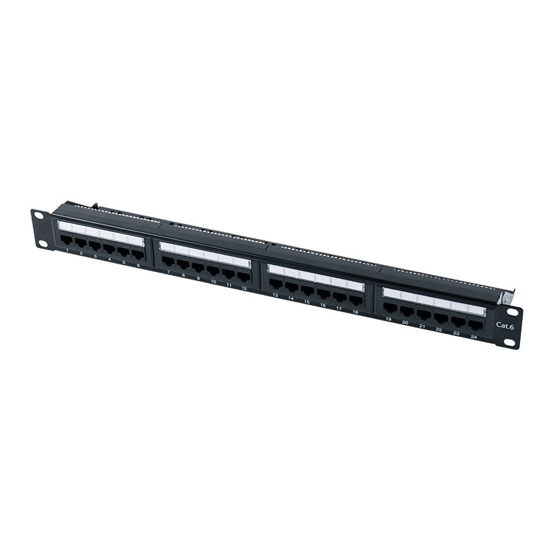 Category 6 19-inch 1U Unshielded 24-Port Patch Panel (Dual-purpose IDC; with plastic insert) SP-3204D24-C6
