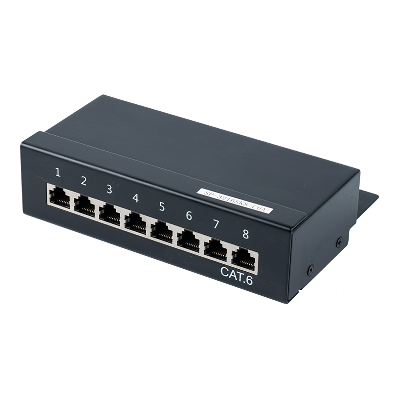 Category 6 1U shielded 8-port patch panel SP-3216SK8-C6