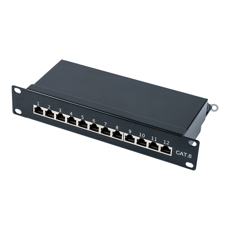 Category 6 10-inch 1U shielded 12-port patch panel SP-3250SK12-C6