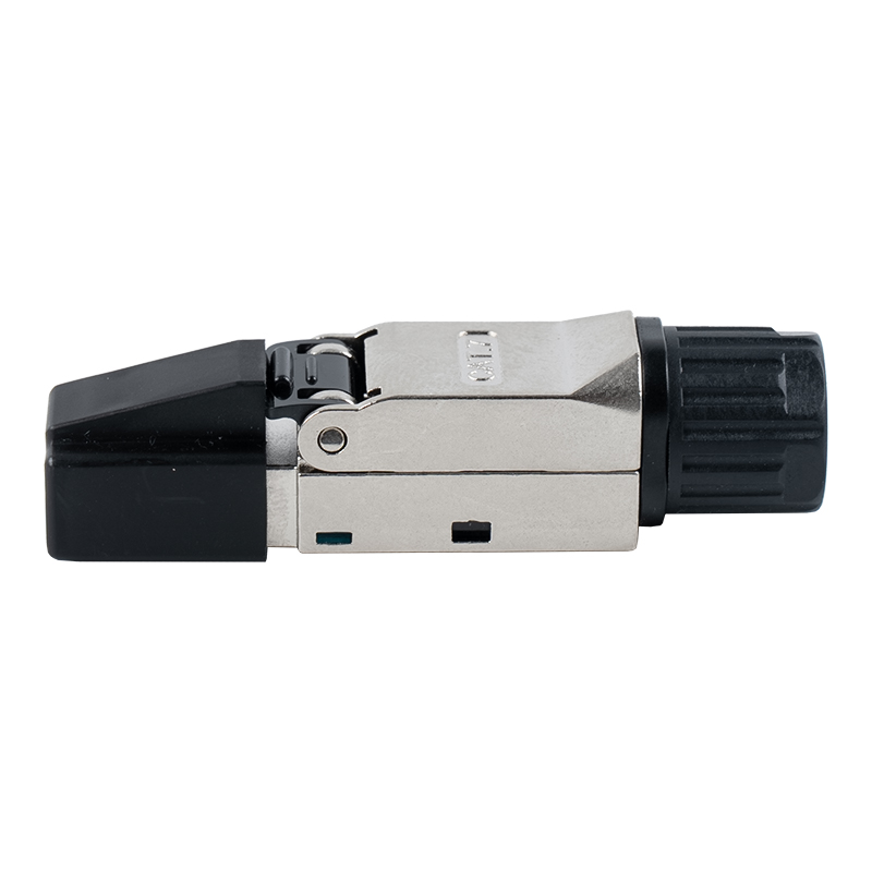 Cat7 Shielded Toolless RJ45 Connector (with plastic caps on the head and plastic nuts on the tail) RJ-G50S-2-C7