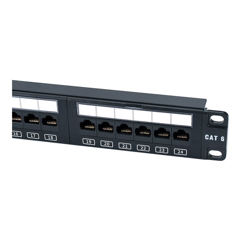 C6 19-inch 1U Unshielded 24-Port Patch Panel (Flip-top Plastic Window) SP-3411D24-C6